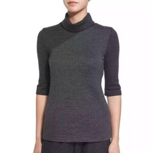 Theory Tajello Houndstooth Short-Sleeved Turtleneck, Size M